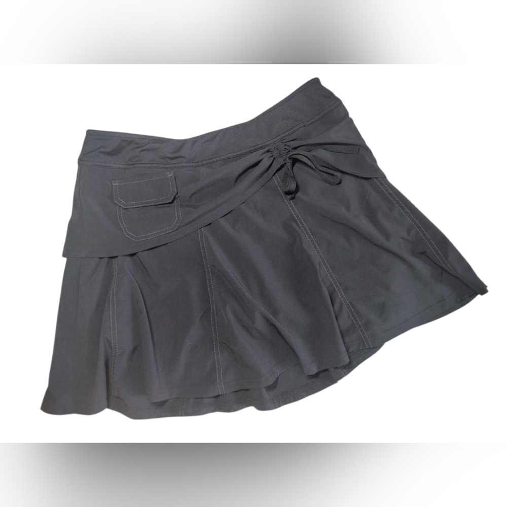 Athleta Black Flare Skort Shorts W‎ Key Pocket Mid Rise 8P Waist 30